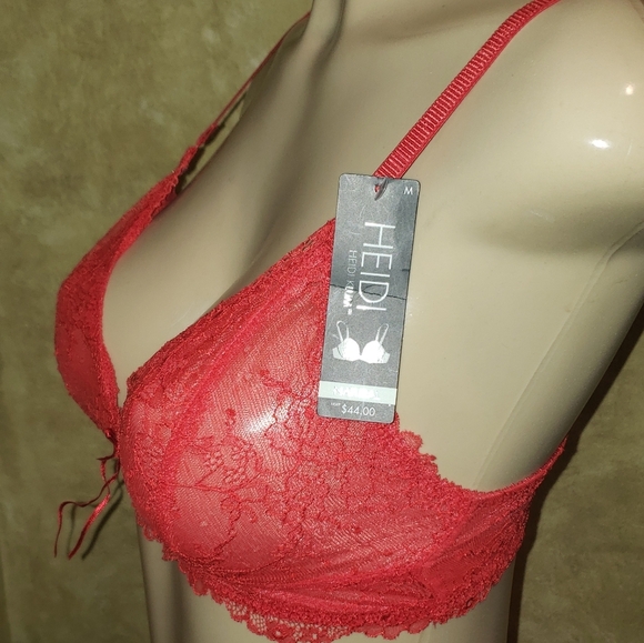 Heidi Klum Natural Lift Lace Red Bra Size M. Condi - Picture 2 of 3